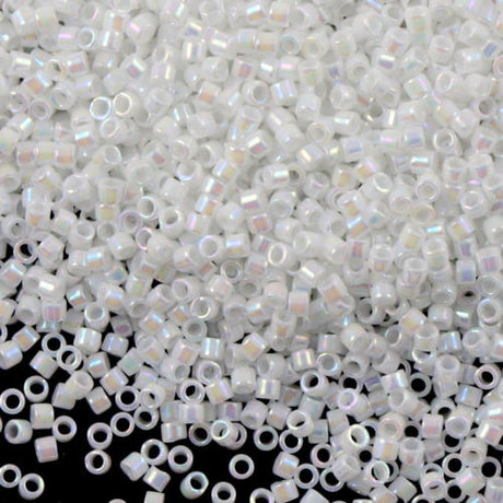 Miyuki Delica Seed Bead 10/0 Opaque White AB 7g Tube DBM202