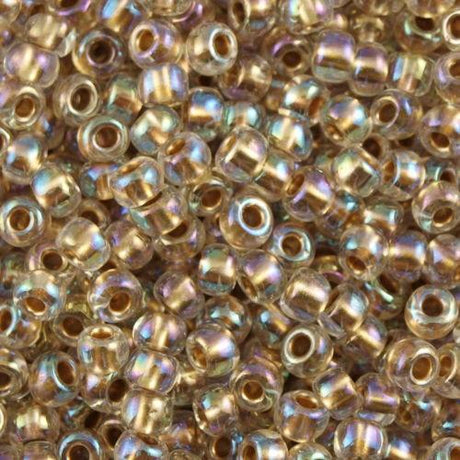 50g toho Round Seed Bead 8/0 Inside Color Lined Tan AB (994)