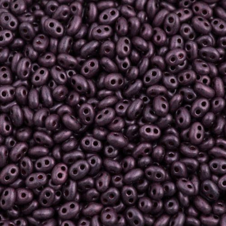 Preciosa Twin Two Hole Beads Dark Purple Jet Terra Pearl 22g Tube (28998)