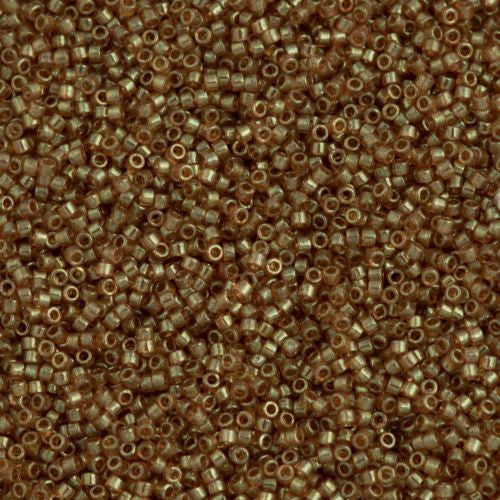 Miyuki Delica Seed Bead 11/0 Transparent Gold Luster Light Brown 2-inch Tube DB102