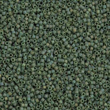 25g Miyuki Delica Seed Bead 11/0 Opaque Matte Avocado Green AB DB1594