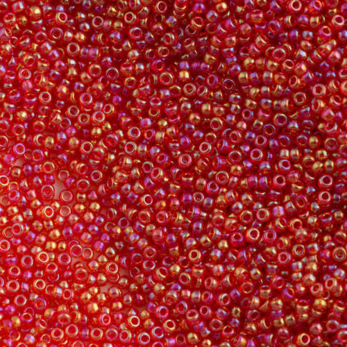 Miyuki Round Seed Bead 11/0 Transparent Light Red AB 22g Tube (254L)