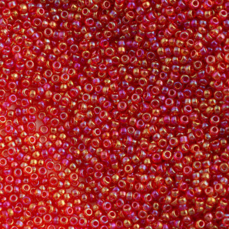 Miyuki Round Seed Bead 11/0 Transparent Light Red AB 22g Tube (254L)