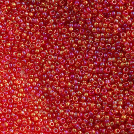 50g Miyuki Round Seed Bead 11/0 Transparent Light Red AB (254L)