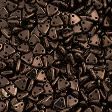 15g CzechMates 6mm Two Hole Triangle Beads Dark Bronze (14415)