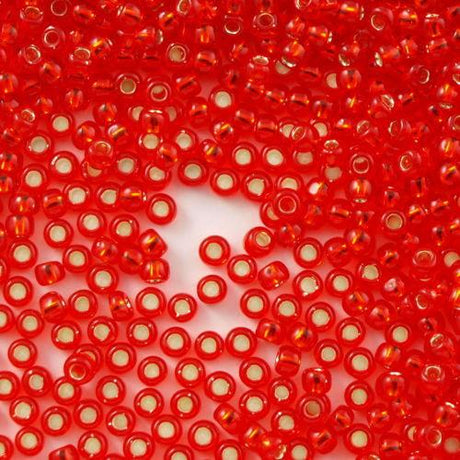 50g toho Round Seed Bead 8/0 Silver Lined Light Siam Ruby (25)