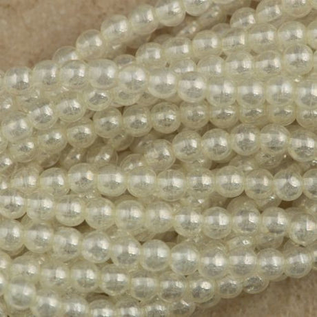 100 Czech 6mm Pressed Glass Round Beads Crystal Luster (00030L)