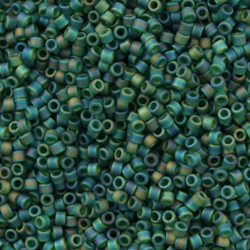 Miyuki Delica Seed Bead 10/0 Matte Transparent Dark Green AB 7g Tube DBM859