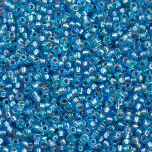 Miyuki Round Seed Bead 8/0 Silver Lined Aqua AB 22g Tube (1018)