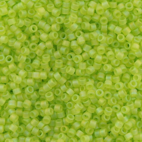 Miyuki Delica Seed Bead 15/0 Matte Transparent Peridot AB 2-inch Tube DBS860