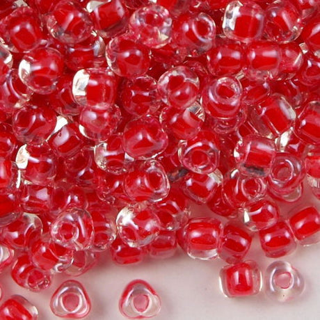 Miyuki Triangle Seed Bead 5/0 Red Lined Crystal 21g Tube (1111)