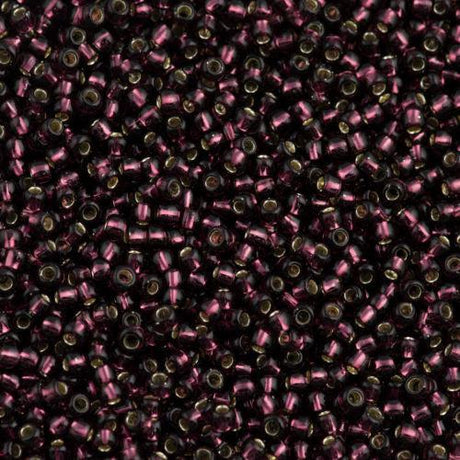 50g Toho Round Seed Beads 11/0 Silver Lined Dark Amethyst (26C)