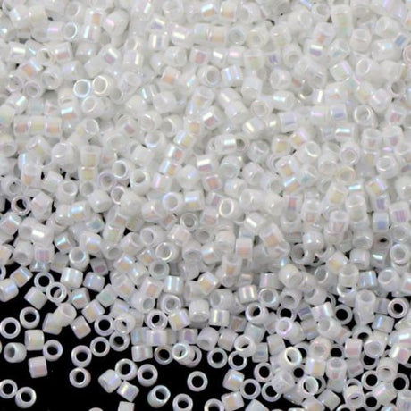 Miyuki Delica Seed Bead 15/0 Opaque White AB 2-inch Tube DBS202