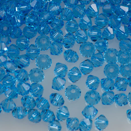 24 TRUE CRYSTAL 5mm Bicone Bead Aquamarine (202)