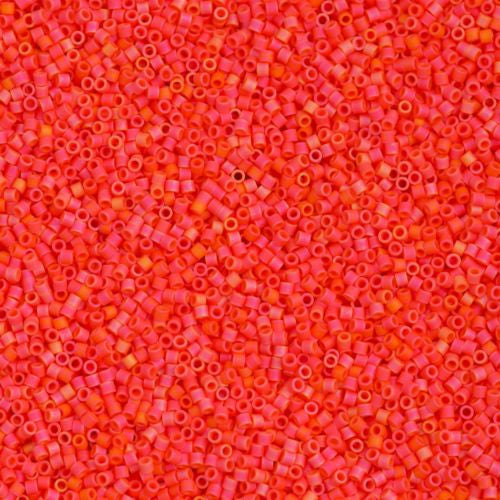 Miyuki Delica Seed Bead 15/0 Matte Opaque Bright Orange AB 2-inch Tube DBS872