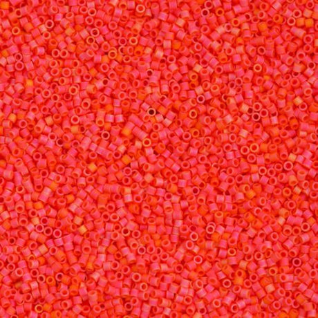 Miyuki Delica Seed Bead 15/0 Matte Opaque Bright Orange AB 2-inch Tube DBS872