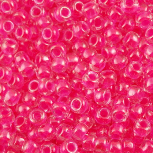 Toho Round Seed Beads 6/0 Inside Color Lined Luminous Neon Pink 2.5-inch tube (804)