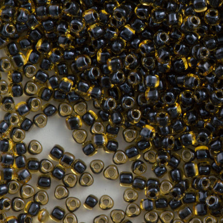 Miyuki Triangle Seed Bead 5/0 Black Lined Topaz 21g Tube (1840)