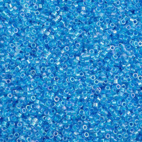 Miyuki Delica Seed Bead 11/0 Inside Dyed Color Medium Blue AB 2-inch Tube DB76