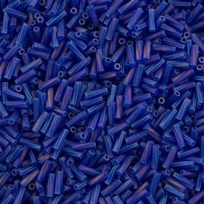 Miyuki 2x6mm Twisted Bugle Bead Matte Transparent Cobalt AB 15g (177F)