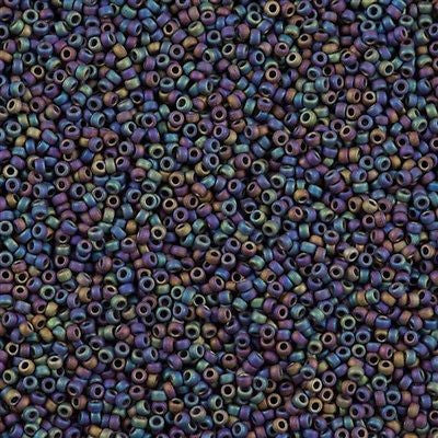 Miyuki Round Seed Bead 15/0 Matte Opaque Chocolate AB 2-inch Tube (409FR)