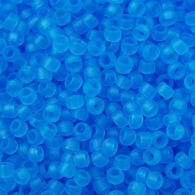 Toho Round Seed Bead 8/0 Transparent Matte Medium Aqua 5.5-inch tube (3BF)