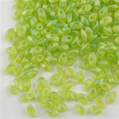 Miyuki Long Magatama Seed Bead Transparent Matte Lime AB 8g Tube (143FR)