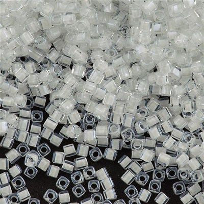 Miyuki 1.8mm Cube Seed Bead Inside Color Lined White 15g SB1-1104