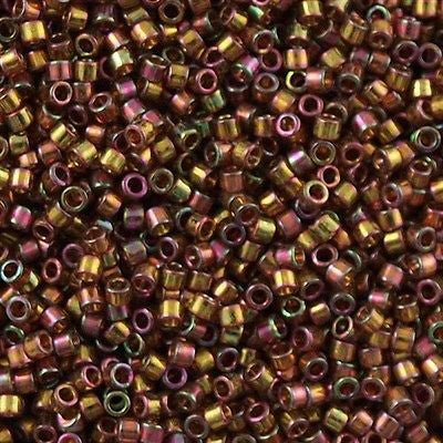 Miyuki Delica Seed Bead 11/0 Transparent Cinnamon Gold Luster AB 7g Tube DB126