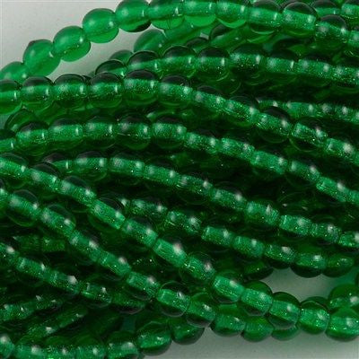 200 Czech 4mm Pressed Glass Round Beads Green Emerald (50140)