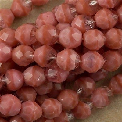 50 Czech Fire Polished 8mm Round Bead Crystal Pink 75014