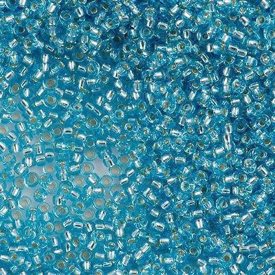 50g Miyuki Round Seed Bead 11/0 Silver Lined Blue Topaz (18)