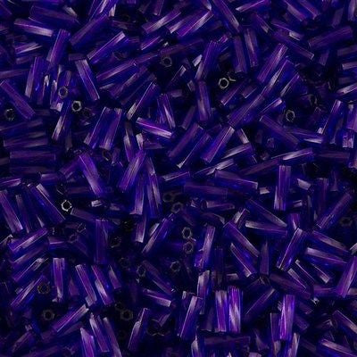 Miyuki 2x6mm Twisted Bugle Transparent Dyed Dark Purple 15g (1721)