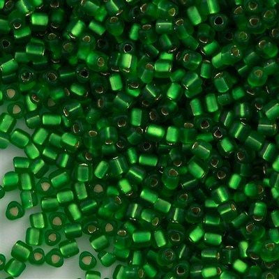 Miyuki Triangle Seed Bead 10/0 Matte Silver Lined Green 10g (1802F)