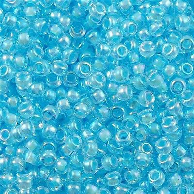 Miyuki Round Seed Bead 6/0 Inside Color Lined Sky Blue AB 20g Tube (278)