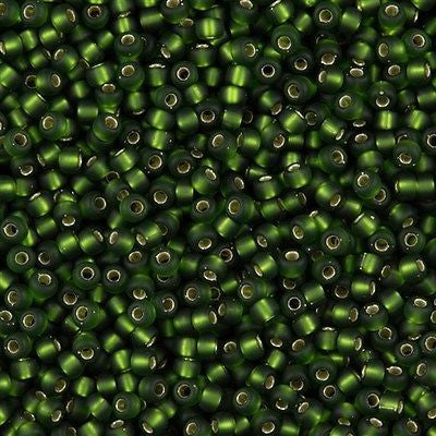 Miyuki Round Seed Bead 8/0 Matte Silver Lined Olive 22g Tube (26F)