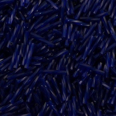 Miyuki 2x12mm Twisted Bugle Bead Transparent Dyed Dark Cobalt 25g (1711)