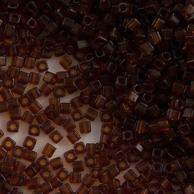 Miyuki 1.8mm Cube Seed Bead Transparent Dark Amber 8g Tube (134)