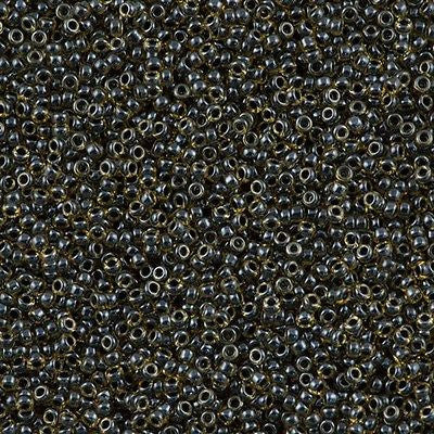 Miyuki Round Seed Bead 15/0 Black Lined Topaz 2-inch Tube (1840)