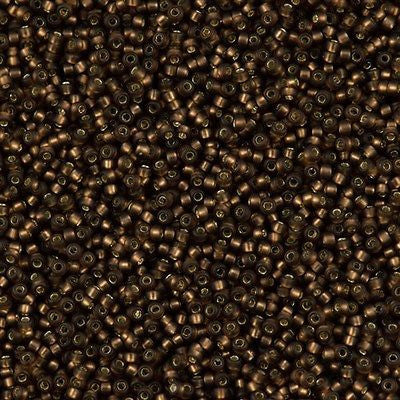 Miyuki Round Seed Bead 15/0 Matte Silver Lined Dark Topaz 2-inch Tube (5F)