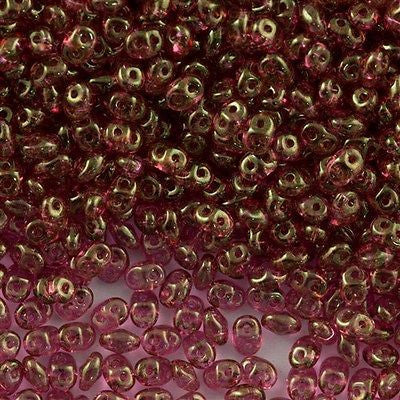 Super Duo 2x5mm Two Hole Beads Crystal Red Luster 22g Tube (14495)