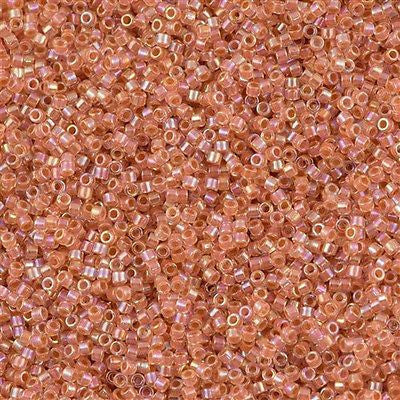 Miyuki Delica Seed Bead 11/0 Inside Dyed Color Peach AB 2-inch Tube DB54