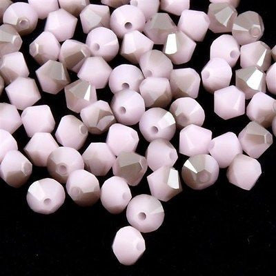 24 TRUE CRYSTAL 6mm Bicone Bead Rose Alabaster Satin (293 SAT)