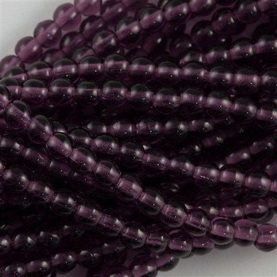 100 Czech 6mm Pressed Glass Round Beads Amethyst (20060)