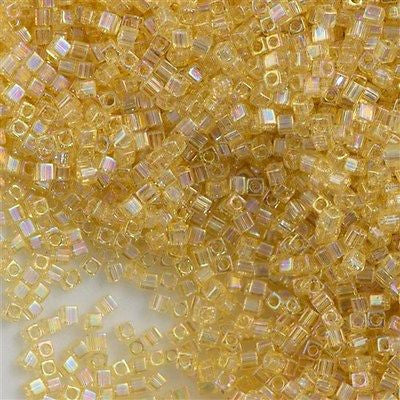 Miyuki 1.8mm Cube Seed Bead Transparent Light Amber AB 8g Tube (251)