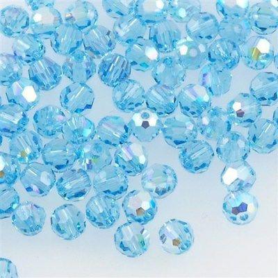 12 TRUE CRYSTAL 4mm Faceted Round Bead Aquamarine AB (202 AB)