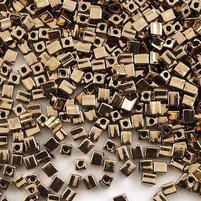 Miyuki 4mm Square Seed Bead Metallic Dark Bronze 19g Tube (457)