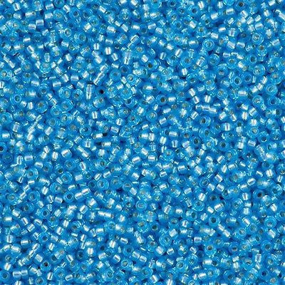 Miyuki Round Seed Bead 15/0 Dyed Ceylon Silver Lined Aqua 2-inch Tube (573)