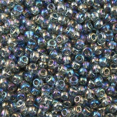 Toho Round Seed Bead 8/0 Transparent Black Diamond AB 2.5-inch tube (176)