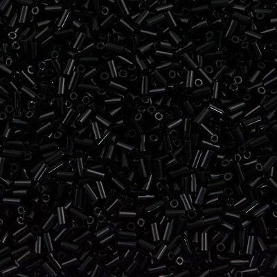 Miyuki 3mm Bugle Bead Opaque Black 5-inch Tube (401)